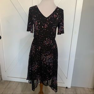 ELLE Black with pink & blue speckled print dress